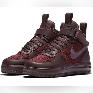 Nike Lunar Air Force 1 VO2 Burgundy Flyknit Work boot High-Top Sneakers